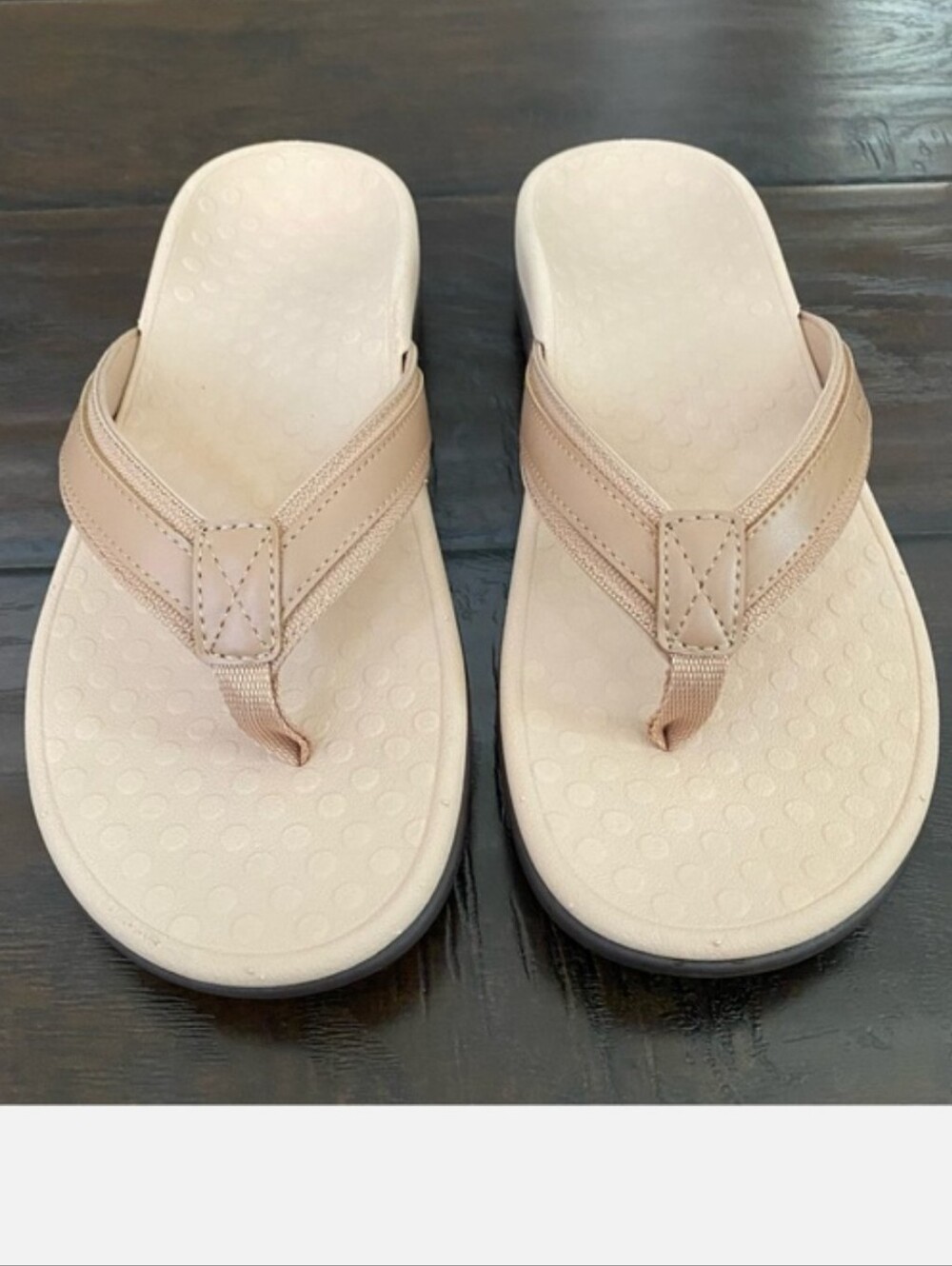 Vionic TIDE 2 Women’s Macaroon Leather Orthotic Flip Flop Sandals Sz 9 EUC $100